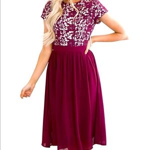 LACE CHIFFON RED DRESS
